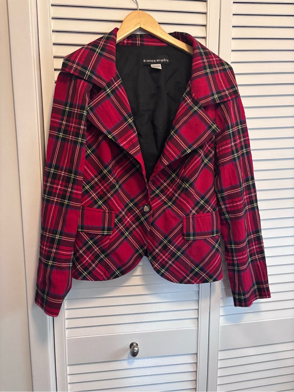 Red Plaid Women's Blazer Jacket